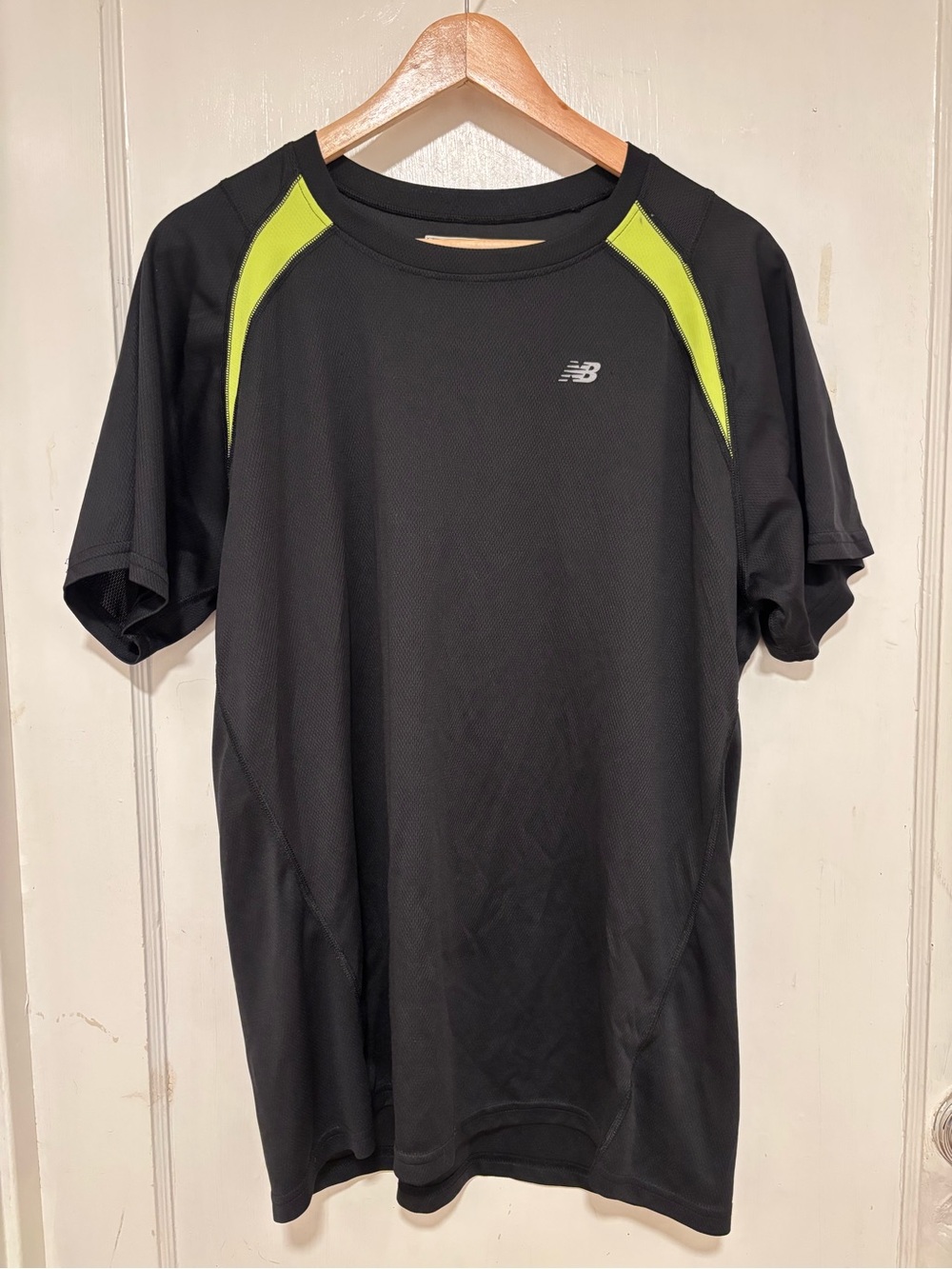 New Balance Black Short-Sleeve Athletic Tee with Lime Panels